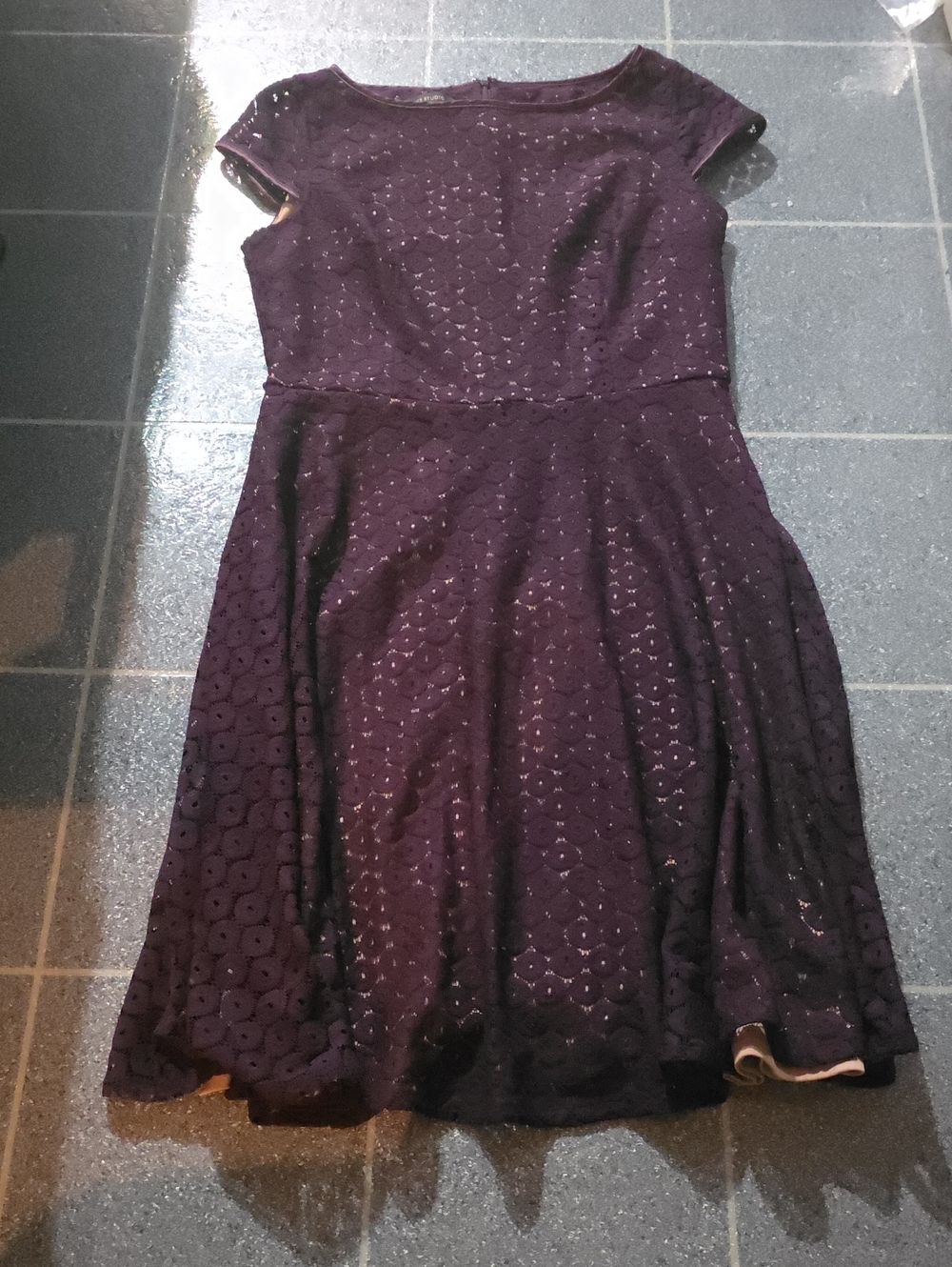 Jones Studio Plum Lace Fit & Flare Dress